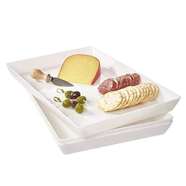 Avant 15" x 10" Plastic Serving Tray | Set of 3 White