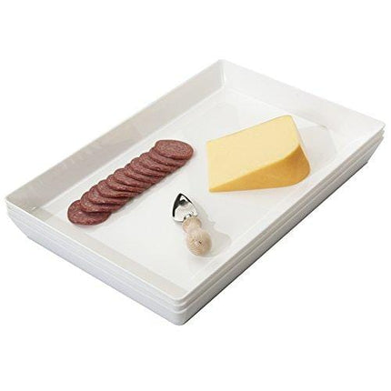 Avant 15" x 10" Plastic Serving Tray | Set of 3 White