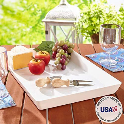 Avant 15" x 10" Plastic Serving Tray | Set of 3 White