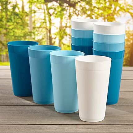 Newport 20-ounce Unbreakable Plastic Tumblers | set of 12 Blue Sky