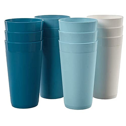 Newport 20-ounce Unbreakable Plastic Tumblers | set of 12 Blue Sky