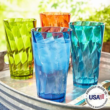 Optix 20-ounce Plastic Tumblers | set of 8 in 4 Basic Colors