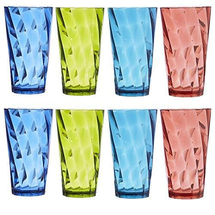 Optix 20-ounce Plastic Tumblers | set of 8 in 4 Basic Colors