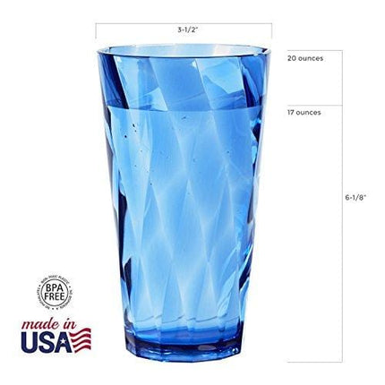 Optix 20-ounce Plastic Tumblers | set of 8 in 4 Basic Colors
