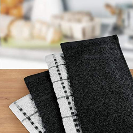 Utopia Towels Kitchen Towels [12 Pack], 15 x 25 Inches, 100% Ring Spun Cotton Super Soft and Absorbent Linen Dish Towels, Tea Towels and Bar Towels Set (Black)