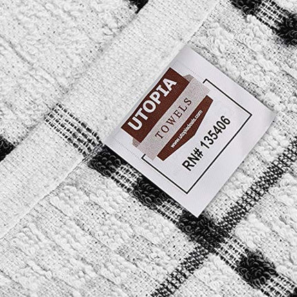 Utopia Towels Kitchen Towels [12 Pack], 15 x 25 Inches, 100% Ring Spun Cotton Super Soft and Absorbent Linen Dish Towels, Tea Towels and Bar Towels Set (Black)