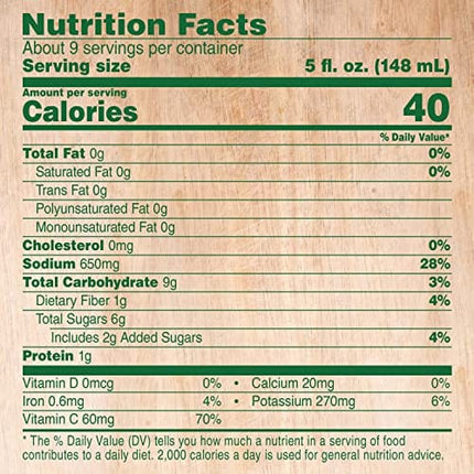 V8 Bloody Mary Mix, Vegetable Juice for Bloody Mary Cocktails, 46 FL OZ Bottle (Pack of 6)