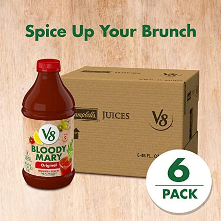 V8 Bloody Mary Mix, Vegetable Juice for Bloody Mary Cocktails, 46 FL OZ Bottle (Pack of 6)