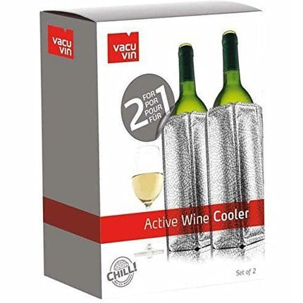 Vacu Vin Active Wine Cooler Silver, Set of 2