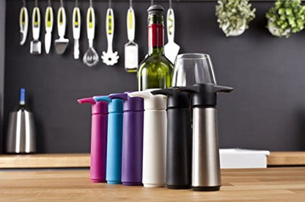 The Original Vacu Vin Wine Saver Pump and Wine Preserver with Vacu Vin Wine Stoppers Vacuum Sealer. Wine Pump and Wine Vacuum Stopper are Black. Wine Bottle Keeper Set Keeps Wine Fresher for Longer.