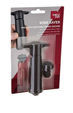 The Original Vacu Vin Wine Saver Pump and Wine Preserver with Vacu Vin Wine Stoppers Vacuum Sealer. Wine Pump and Wine Vacuum Stopper are Black. Wine Bottle Keeper Set Keeps Wine Fresher for Longer.