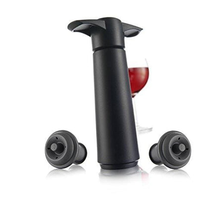Vacu Vin Wine Saver Pump with 2 x Vacuum Bottle Stoppers - Black (Black Pump + 4 Stoppers)