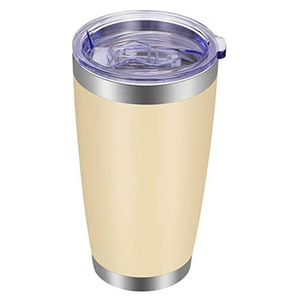 VEGOND 20oz Tumbler with Lid and Straw Stainless Steel Tumbler Cup Vacuum Insulated Double Wall Travel Coffee Mug Powder Coated Coffee Cup(Beige 1 Pack)