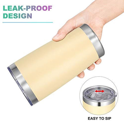 VEGOND 20oz Tumbler with Lid and Straw Stainless Steel Tumbler Cup Vacuum Insulated Double Wall Travel Coffee Mug Powder Coated Coffee Cup(Beige 1 Pack)