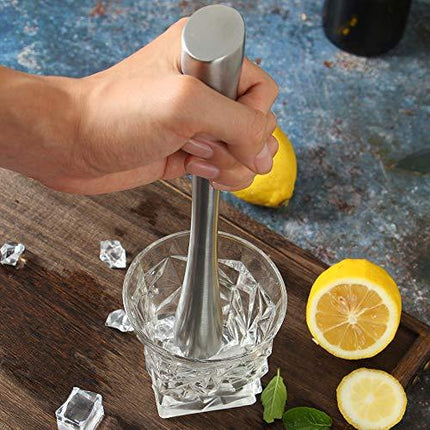VEHHE Muddler for Cocktails, 10" Stainless Steel Cocktail Muddler and Mixing Spoon Drink Muddler with Case, Bar Tools for Cocktail, Drink, Mojito, Birthday, Party and Housewarming
