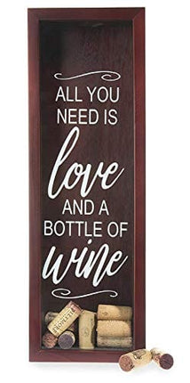 Wine Cork Holder Shadow Box - Holds Over 60 Corks - 16" x 6" - Cherry Red Wine Decor - Wall Hanging Hardware Included