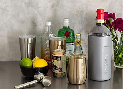 Vinglace Wine Chiller - Portable Insulator Sleeve For Champagne and Wine Bottles - Double Walled with Stainless Steel and Glass - Perfect Gifts for Wine Lovers (Cool Blue)