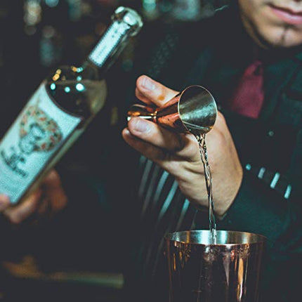 Premium Japanese Stainless Steel Slim Double Cocktail Bar Jigger by VinoBravo with measurements inside 2oz. / 1oz. Barware Tool for Home Bars and Professional Bartending Kits (Silver)