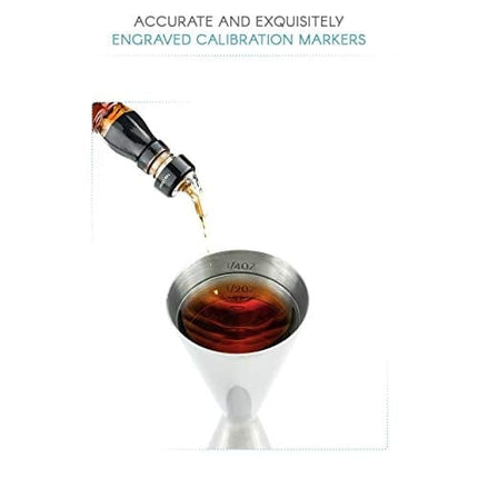 Premium Japanese Stainless Steel Slim Double Cocktail Bar Jigger by VinoBravo with measurements inside 2oz. / 1oz. Barware Tool for Home Bars and Professional Bartending Kits (Silver)