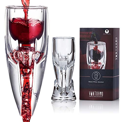 Vintorio Wine Aerator OMNI Set - Premium Decanter for Red Wine Lovers with Gift Box, Velvet Bag, and Mini Stand - Durable, Crystal Clear Acrylic