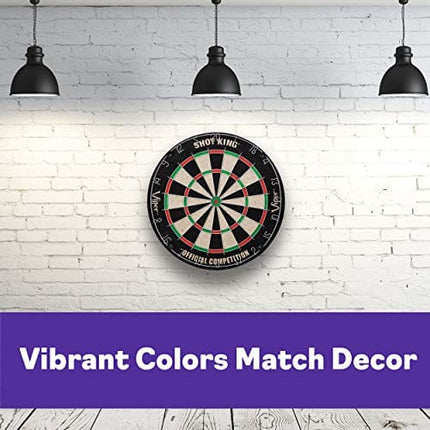 Viper by GLD Products Shot King Regulation Bristle Steel Tip Dartboard Set with Bullseye Metal Radial Spider Wire Compressed Sisal Board with Rotating Number Ring Includes 6 Darts Black