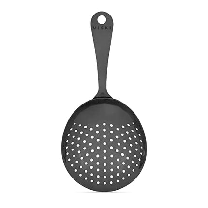Julep Strainer by Viski | Professional Metal Stainless Steel Cocktail Strainer for Kitchen with Handle | Home bar tool, gunmetal