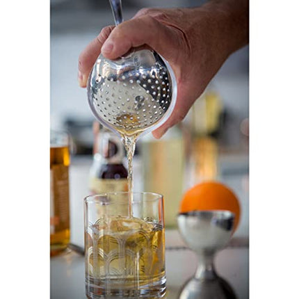 Julep Strainer by Viski | Professional Metal Stainless Steel Cocktail Strainer for Kitchen with Handle | Home Bar Tool, Stainless Steel