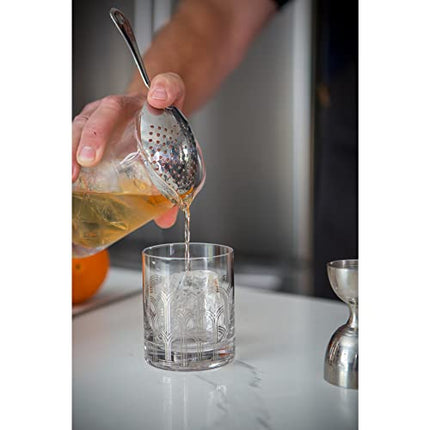 Julep Strainer by Viski | Professional Metal Stainless Steel Cocktail Strainer for Kitchen with Handle | Home Bar Tool, Stainless Steel
