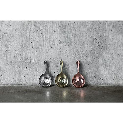 Julep Strainer by Viski | Professional Metal Stainless Steel Cocktail Strainer for Kitchen with Handle | Home Bar Tool, Stainless Steel
