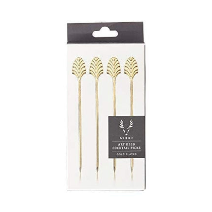 Viski Gold Art Deco Metal Cocktail Picks