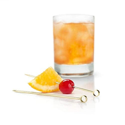 Viski Gold Cocktail Picks, Set of 6 Stainless Steel Drink Picks, Barware Accessories, 4.25″