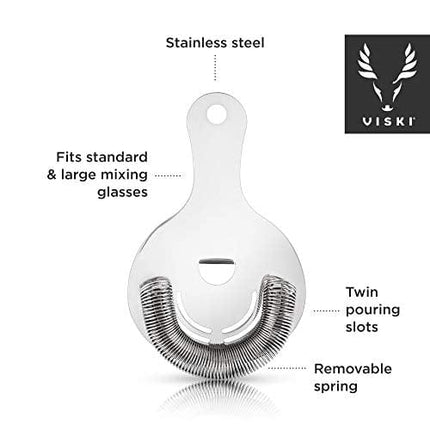 Viski Hawthorne Strainer, Stainless Steel Cocktail Strainer, Professional Bartending Accessories