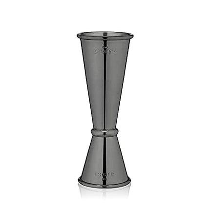 Viski Japanese Style Double Jigger for Cocktails, Bar Kit Essential, 1oz and 2oz with Interior Measurements, Stainless Steel with Gunmetal Finish