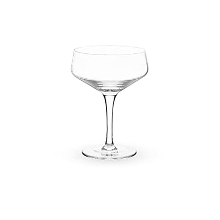 Viski Raye Angled Stemmed Vintage Coupe Glasses Set of 2 - Premium Crystal Clear Cocktail Glasses & Champagne Coupe Drinks Gift Set - 7oz