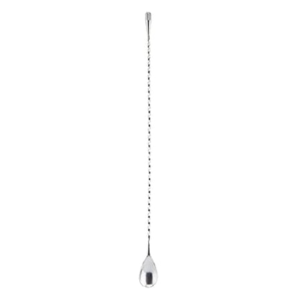 Viski Stainless Steel Weighted Barspoon, Japanese Style Twisted Stem Handle, Teardrop Weight