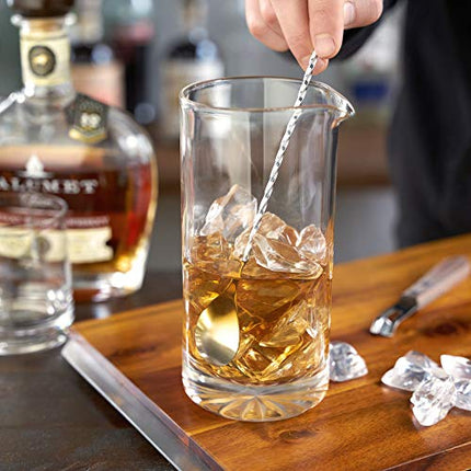 Viski Stainless Steel Weighted Barspoon, Japanese Style Twisted Stem Handle, Teardrop Weight