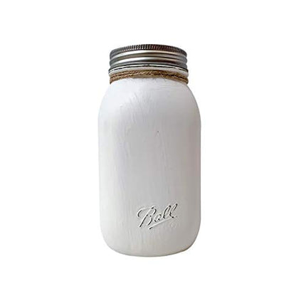 TIPS Jar - White Painted and Distressed Mason Jar, Tip Jar for Money Restaurant, 32 oz. Regular Mouth Mason Jar with Coin Slot, Quart Size, Painted Mason Jar, Bartender, Salon Tip Jar with Lid, Glass