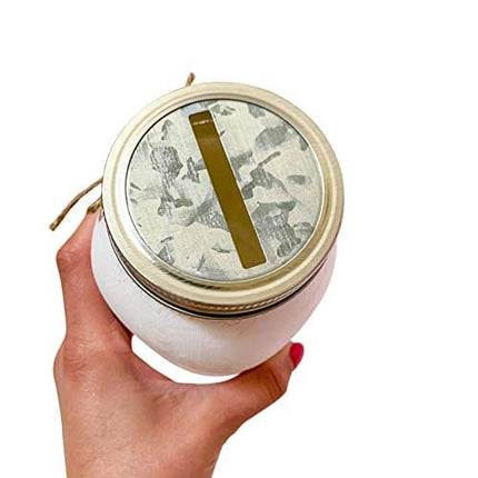 TIPS Jar - White Painted and Distressed Mason Jar, Tip Jar for Money Restaurant, 32 oz. Regular Mouth Mason Jar with Coin Slot, Quart Size, Painted Mason Jar, Bartender, Salon Tip Jar with Lid, Glass