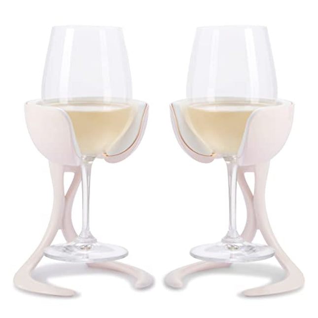 VoChill Personal Wine Chiller | Keep the Chill Without Giving Up Your Glass | New Must-Have Wine Accessory | Separable & Refreezable Chill Cradle | Actively Chills Stemware | Blush, Perfect Pair