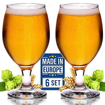 Volarium Craft Beer Glasses Set of 6, Belgian Style Stemmed Tulip Classics, IPA Beer Tasting Glassware,13 1/2 oz