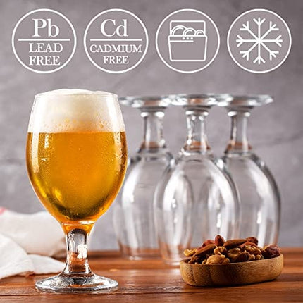 Volarium Craft Beer Glasses Set of 6, Belgian Style Stemmed Tulip Classics, IPA Beer Tasting Glassware,13 1/2 oz