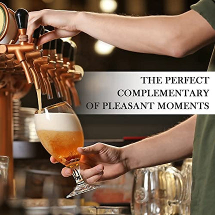 Volarium Craft Beer Glasses Set of 6, Belgian Style Stemmed Tulip Classics, IPA Beer Tasting Glassware,13 1/2 oz