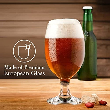 Volarium Craft Beer Glasses Set of 6, Belgian Style Stemmed Tulip Classics, IPA Beer Tasting Glassware,13 1/2 oz