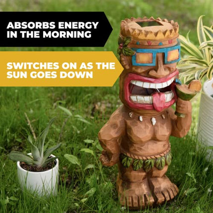 VP Home Cocktail Tiki Solar Light for Home and Outdoor Decor, Cocktail Tiki Solar Powered Flickering LED Garden Light Backyard Cocktail Tiki Statue Solar Garden Decor Outdoor Tiki Bar Decorations