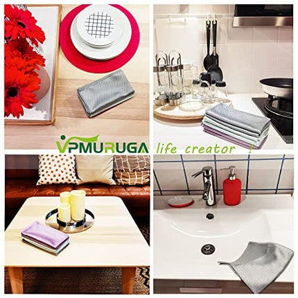 Fish Scale Lint Free Microfiber cleaning cloth,Best Glass window mirror cleaning cloth, Streak Free Nano Miracle cloths for glasses,Stainless Steel,Wine Glass Polishing Towel,Dish cloth Pack of 6,Grey