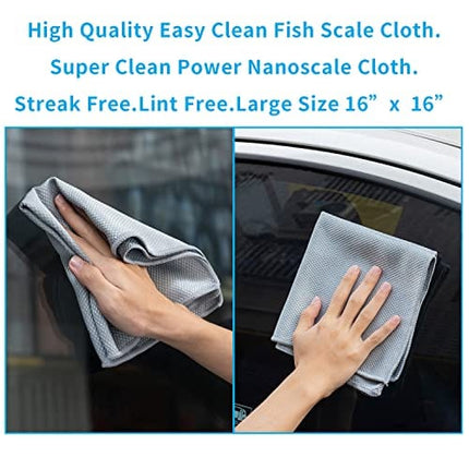 Fish Scale Lint Free Microfiber cleaning cloth,Best Glass window mirror cleaning cloth, Streak Free Nano Miracle cloths for glasses,Stainless Steel,Wine Glass Polishing Towel,Dish cloth Pack of 6,Grey