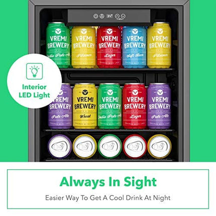 Vremi Beverage Refrigerator and Cooler - 100 to 120 Can Mini Fridge with Glass Door for Soda Beer or Wine - Auto Defrost Drink Dispenser Machine for Office or Bar with Adjustable Removable Shelves