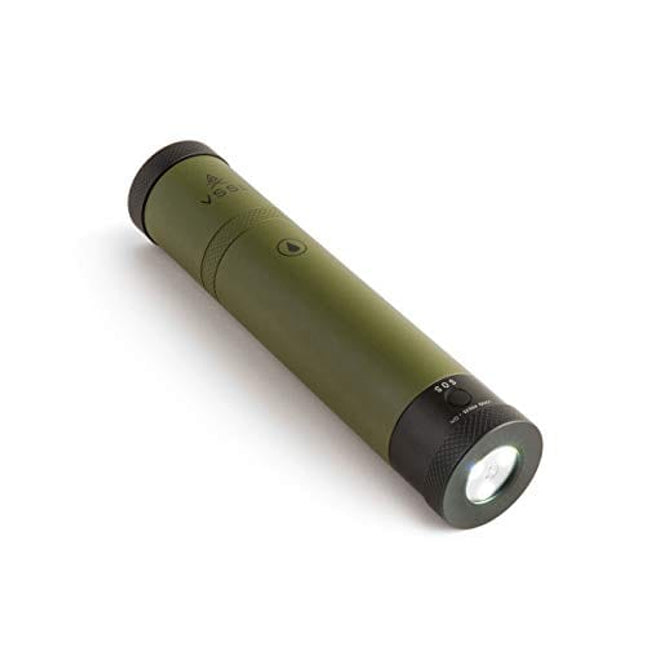 VSSL Flask - 9oz Glass Infused Adventure Flask with 2 Collapsible Shot Glasses and 4-Mode LED Light (Green)