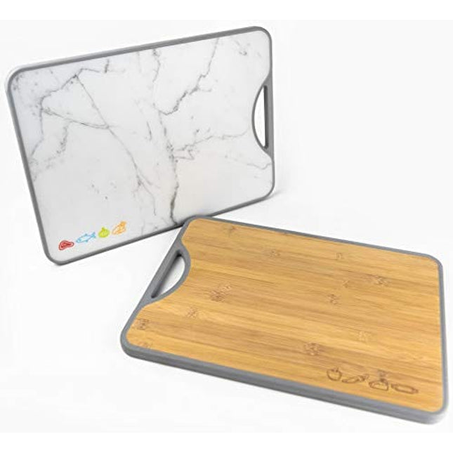 Double-sided Bamboo Poly Cutting Board | Easy to Clean | No Cross-Contamination | BPA Free