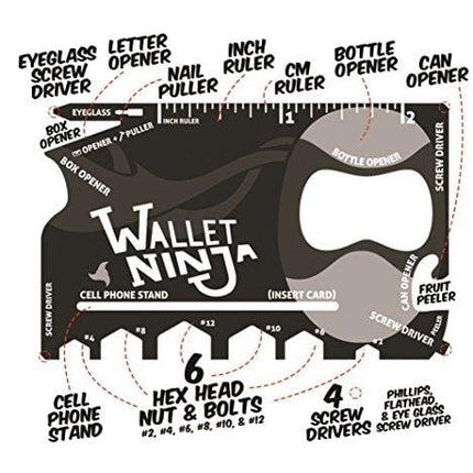 Wallet Ninja- 18 in 1 Credit Card Sized Multitool (#1 Best Selling in the World) (Black)